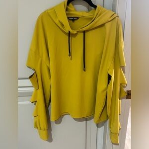 Ruffle Sleeve Hoodie by samuel dong with sleeve slits • XL